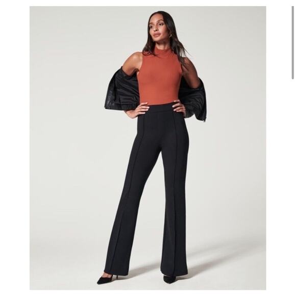 Spanx The Perfect Pants High Rise Pull On Flare Ponte Black 20252R Size‎ Small - Picture 1 of 12